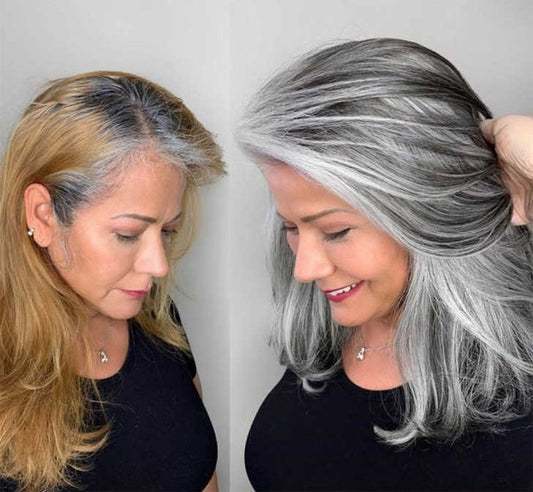 Crema de tinte natural e instantánea color gris plata✨Larga duración y SIN QUÍMICOS